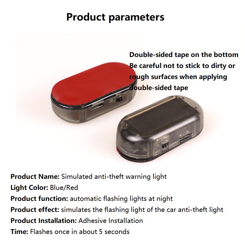 Car Simulation Security Light Solar Powered Simulated Alarm Wireless Warning Anti-Theft Caution Lamp LED Flashing