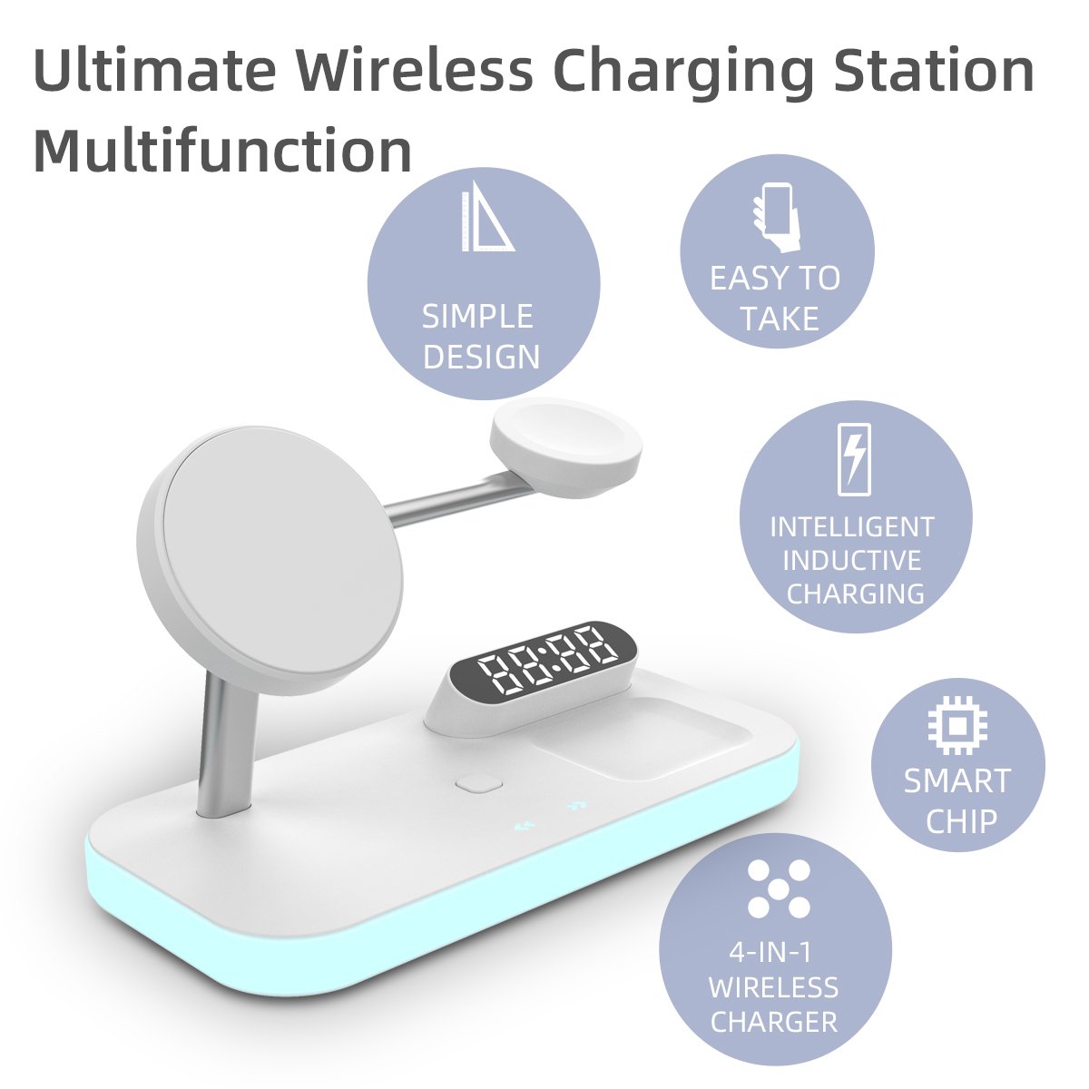 2024 Trending Hot Product 15w Pd Wireless Charging Station 3 6 All in 1 Wireless Charger With Night Light for Phone