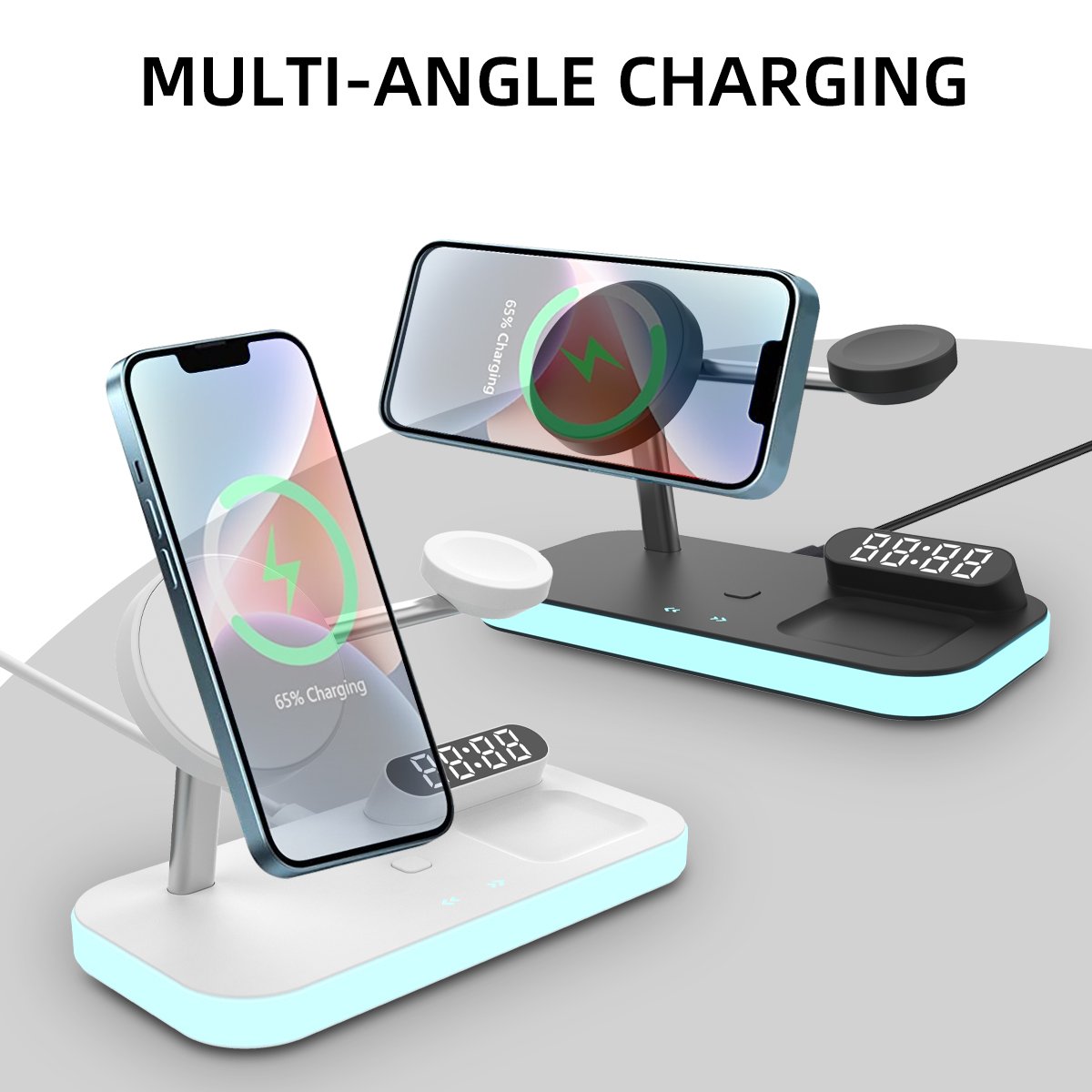 2024 Trending Hot Product 15w Pd Wireless Charging Station 3 6 All in 1 Wireless Charger With Night Light for Phone