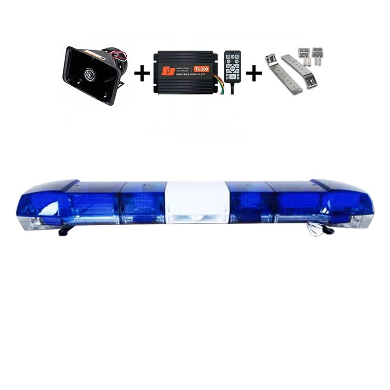 Ambulance Alarm Led 1600mm Long Row Engineering Emergency Vehicle Warning Flashing Light bar PC Horn Cover +200W Alarm Horn