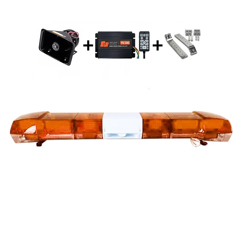 Ambulance Alarm Led 1600mm Long Row Engineering Emergency Vehicle Warning Flashing Light bar PC Horn Cover +200W Alarm Horn