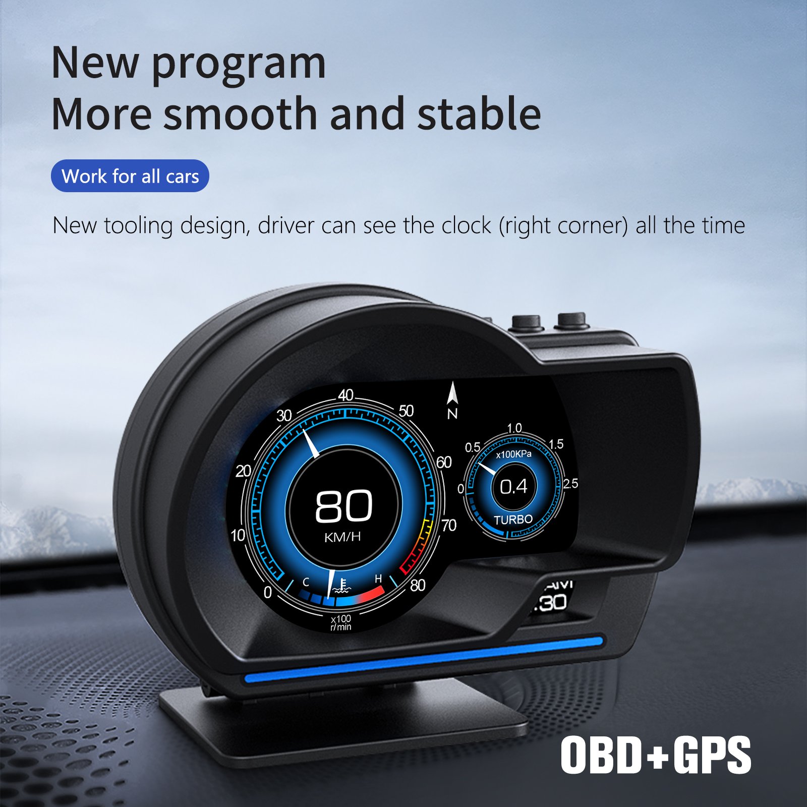 WiiYii Newest Version Head up Display Water Temperature Auto Gauge OBD2 GPS Fast Refresh Rate Hud Speedometer P6