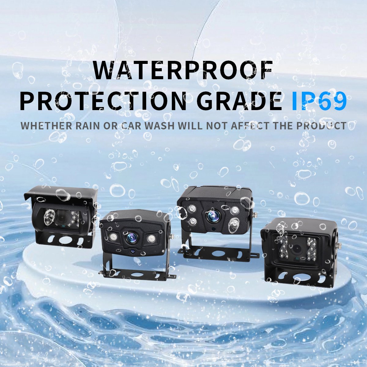 PWAS Private Mold 7 Inch AI BSD Spot Blind Human Vehicle Detection Quad View Monitor DVR 2MP Cameras AI BSD Kit