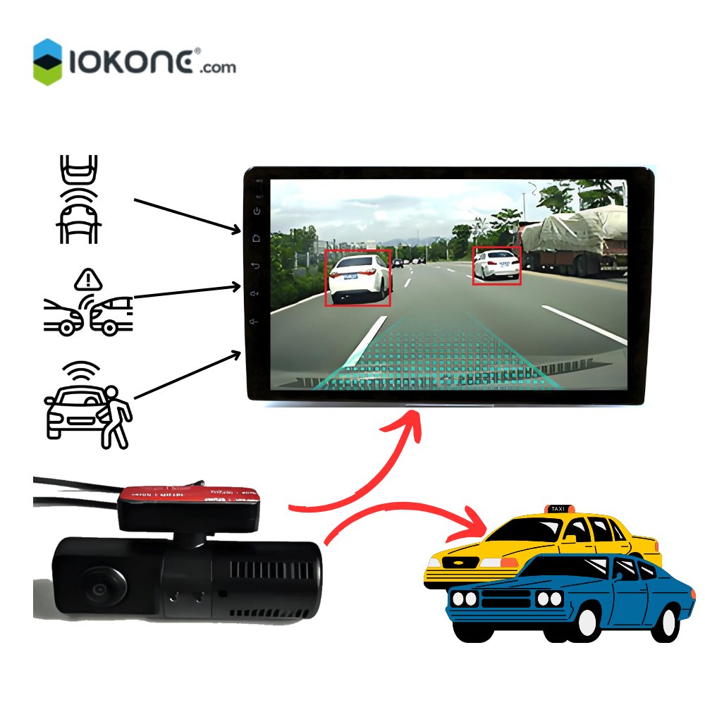 IOKONE ADAS 4K Supercapacitor Dual Channel GPS Car Mount Terminal Bluetooth Car Alarm Blind Spot Detection System Warning Light