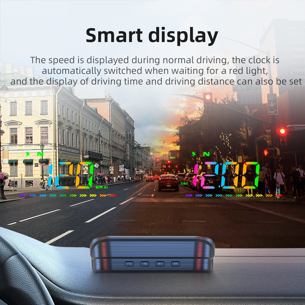 Podofo HUD Car Head-Up Display 3.5'' GPS Speeding Alarm Driving Speed Car Display GPS Digital Head up Display for Cars/Bus/Truck