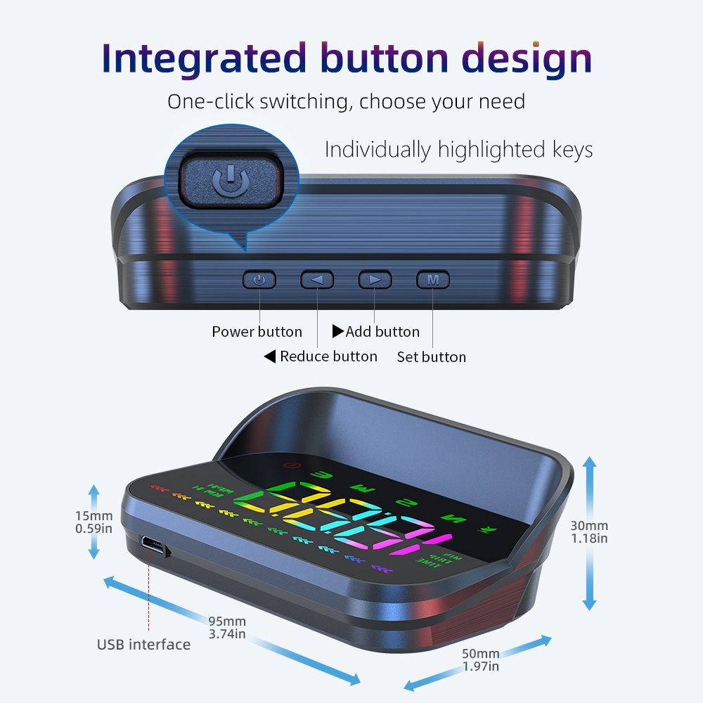 Podofo HUD Car Head-Up Display 3.5'' GPS Speeding Alarm Driving Speed Car Display GPS Digital Head up Display for Cars/Bus/Truck