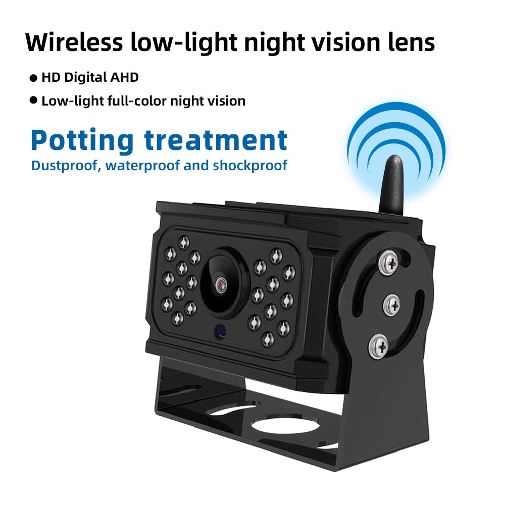 Wireless 7'' Blind Spot Alarm AHD Monitor Screen DVR Record IR Night Vision Reverse Backup Camera 4CH for Truck/Bus/RV/SUV