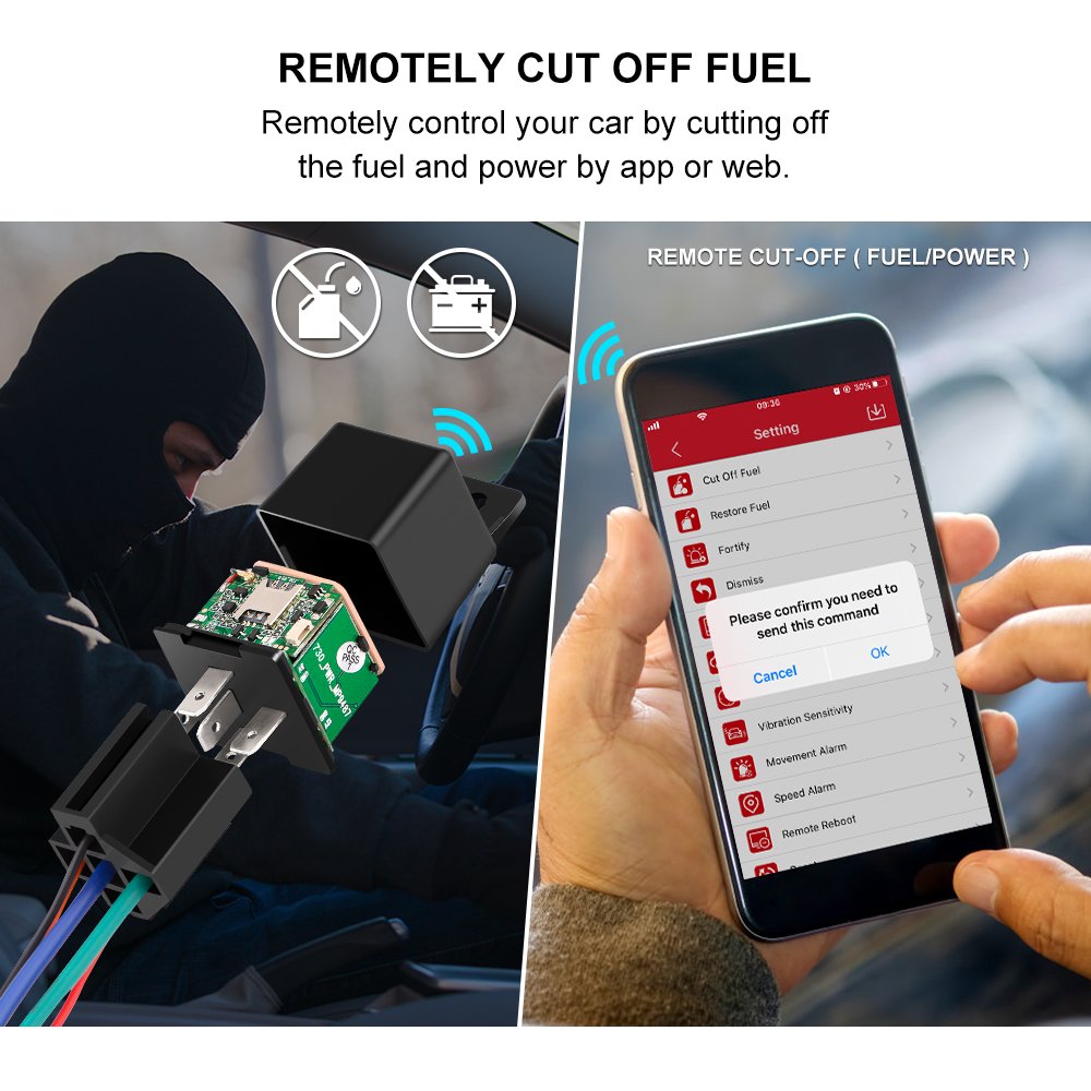 Car Relay GPS Tracker ACC Detection Cut Wire Alarm Fleet Truck Vehicle Locator 2G GSM GPS Micodus MV730 Tracking Device