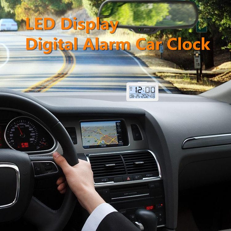 Alarm Function Desk & Table Car Clock Stylish LED Display Time Car Mounted Digital Clock ABS Square Contemporary Anniversary
