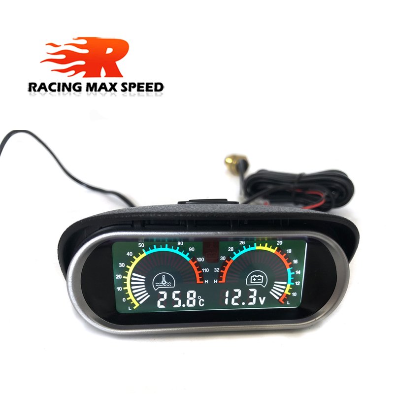 Car 2 in 1 LCD Digital Display Voltmeter Gauge & Water Temp Temperature Gauge Universal