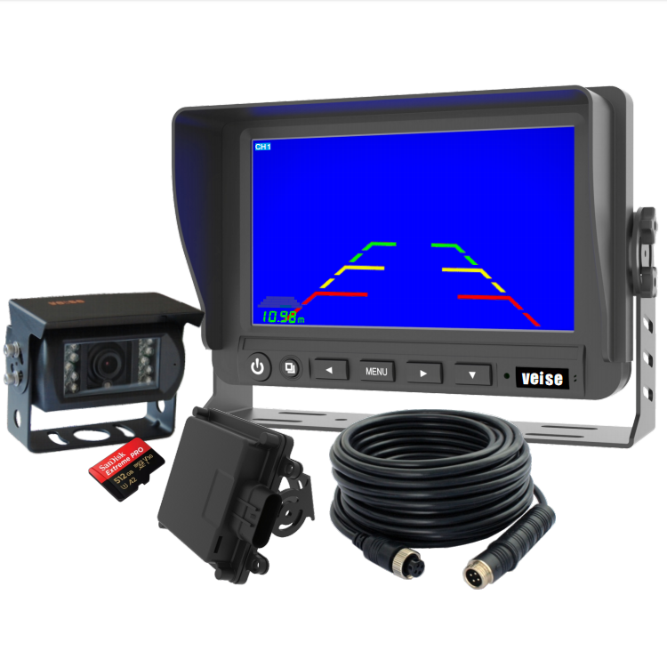Backup Camera System with 77GHz Millimeter Wave Radar and Radar Alarm Monitor for Heavy-Duty Vehicle Excavator Forklift
