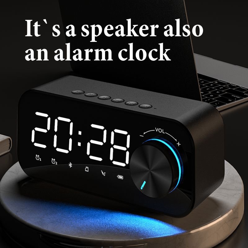 New Desktop Clock Alarm Clock Wireless Speaker Home Bedside Insertable Card Long Life Music Audio