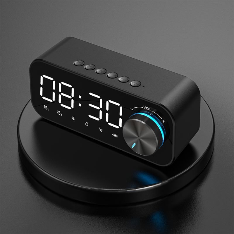 New Desktop Clock Alarm Clock Wireless Speaker Home Bedside Insertable Card Long Life Music Audio