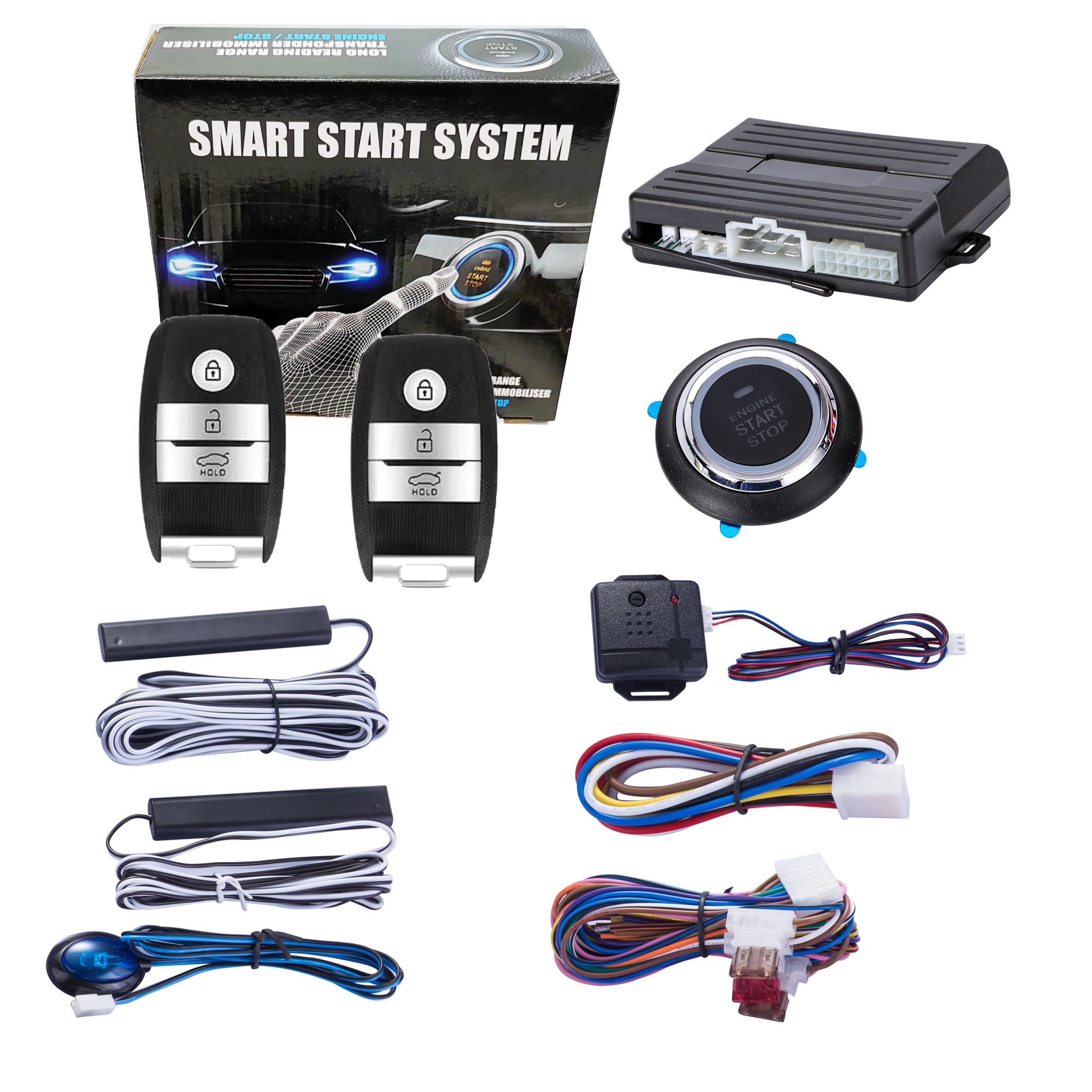 Easy Install Remote Starter Keyless Entry System Car Push Button Engine Start Stop Encendido Auto Boton PKE Car Alarm Security
