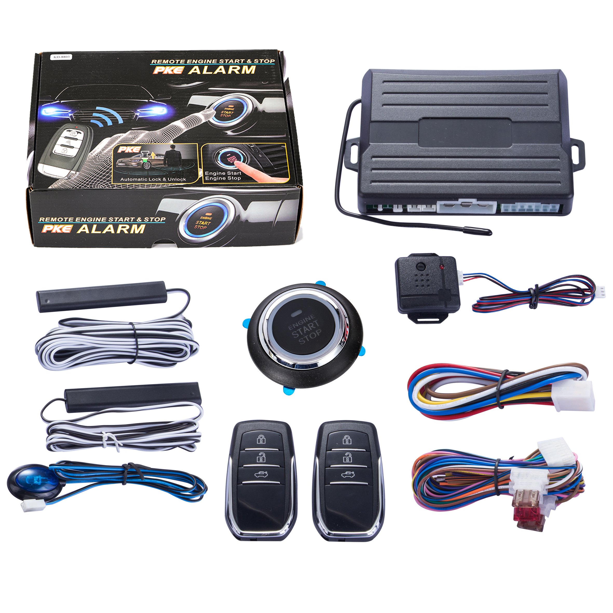 Easy Install Remote Starter Keyless Entry System Car Push Button Engine Start Stop Encendido Auto Boton PKE Car Alarm Security