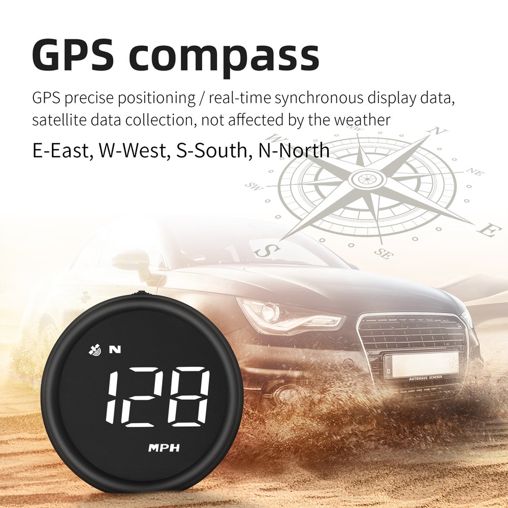 Podofo Auto Head-up Display Universal Vehicle Dash Board Speed Indicator HD Car HUD GPS Digital Speedometer for All Car