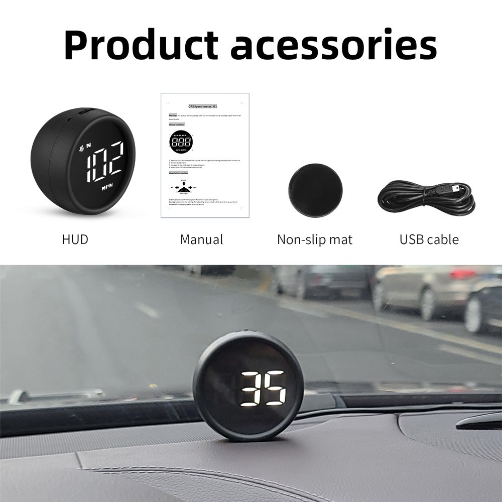 Podofo Auto Head-up Display Universal Vehicle Dash Board Speed Indicator HD Car HUD GPS Digital Speedometer for All Car