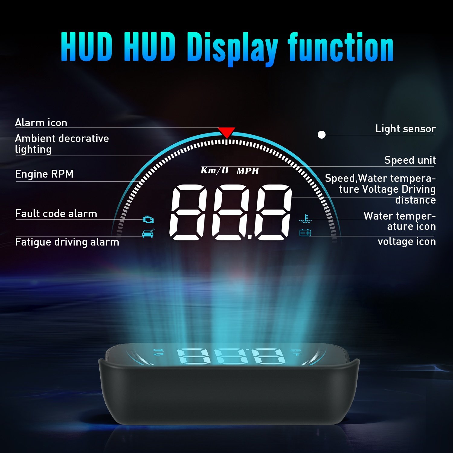 WiiYii Universal Car Head up Display HUD M8 Mirror OBD2 Diagnostic Speed Projector Plug and Play Car Accessories