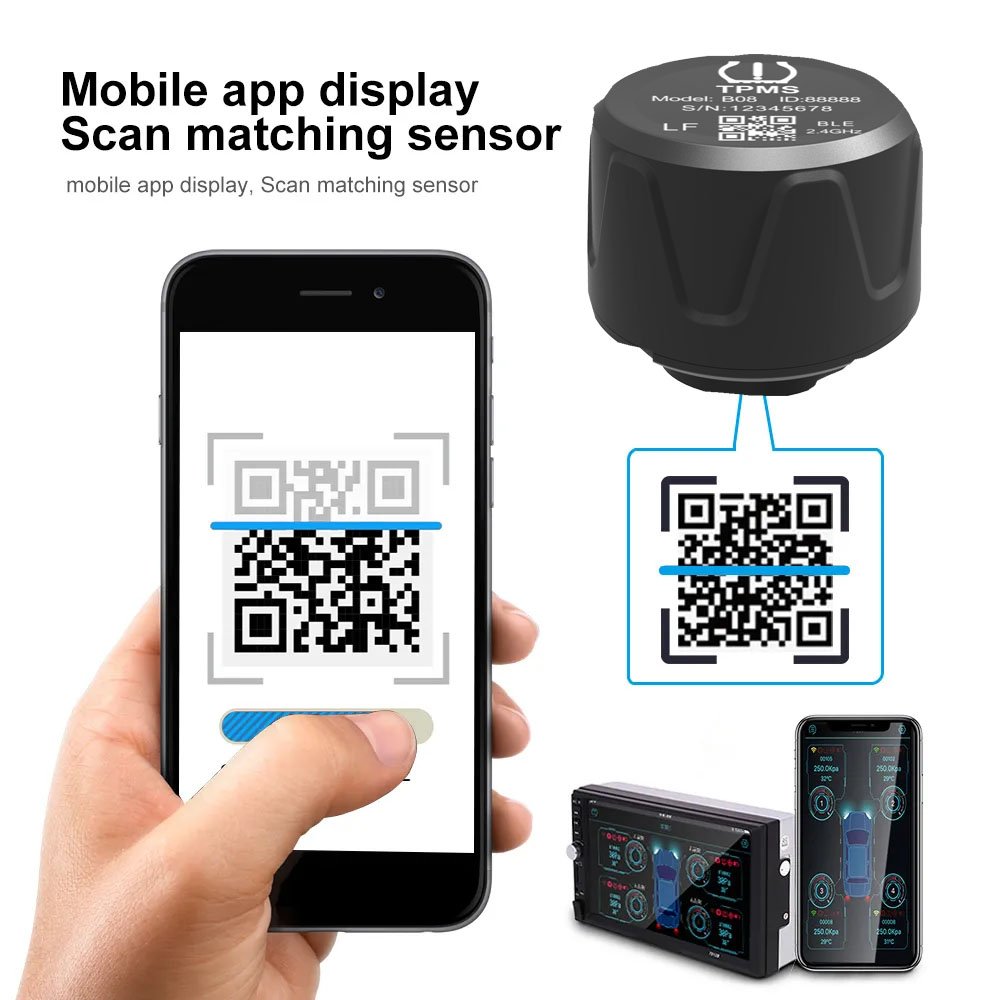 Tire Pressure Temperature Monitor System Mobile BT APP TPMS Safety Alarm Sensor Android IOS BLE Tire Pressure Gauge KIT