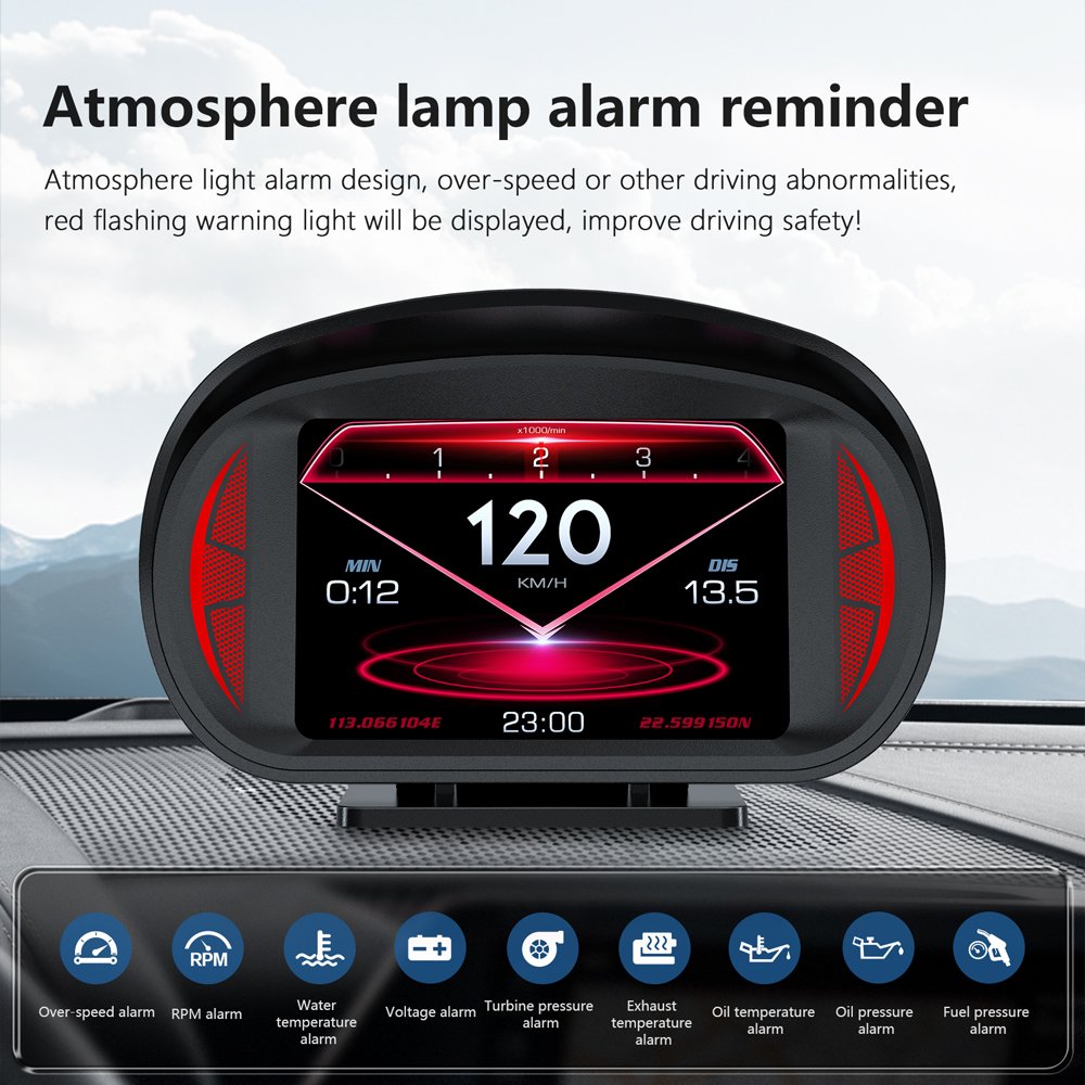 Original Car HUD P2 OBD2 Gauge GPS Slope Diagnostic Tools Multi System Smart Digital Obd Meter