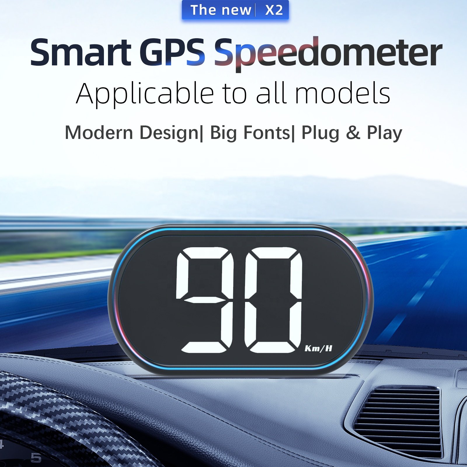 2025 Popular X2 Car HUD Universal GPS Speedometer Plug and Play HUD Head up Displays