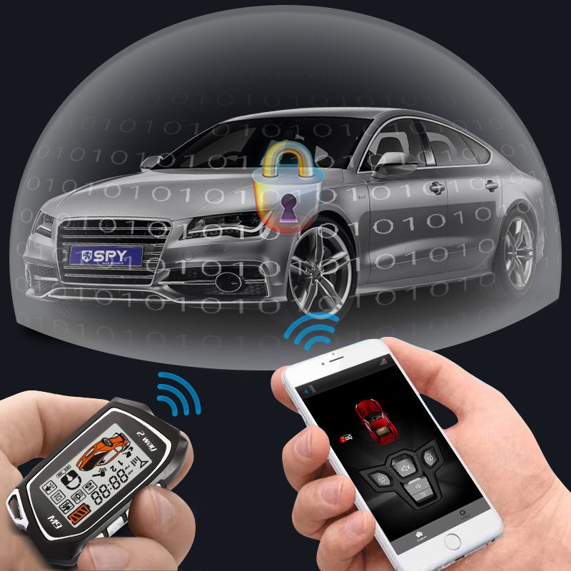 1-Way Easy Car Alarm System With Remote Starter Control Vibration Sensor App Mobilizer System for Chevrolet Hyundai 12V Voltage