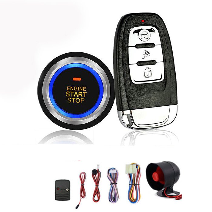 Small Phone APP Control Pke Push Start Car Alarm System with Remote Engine Start