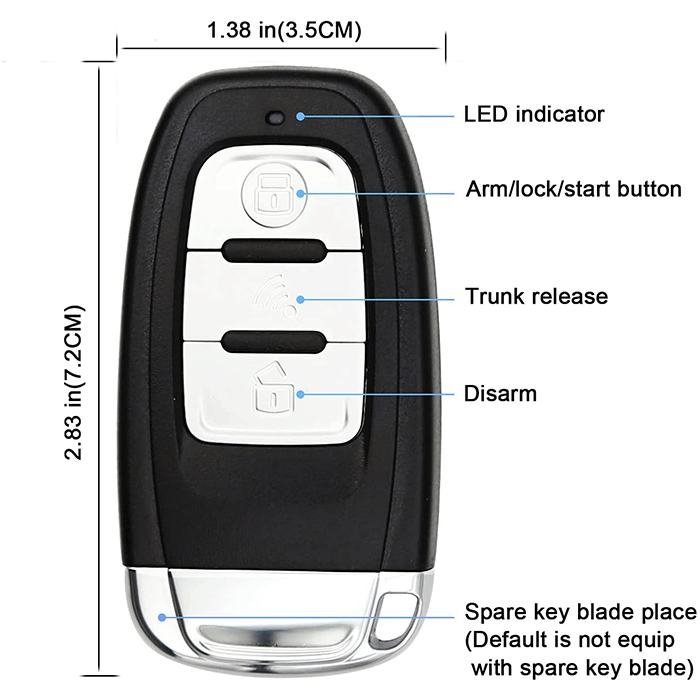 Small Phone APP Control Pke Push Start Car Alarm System with Remote Engine Start