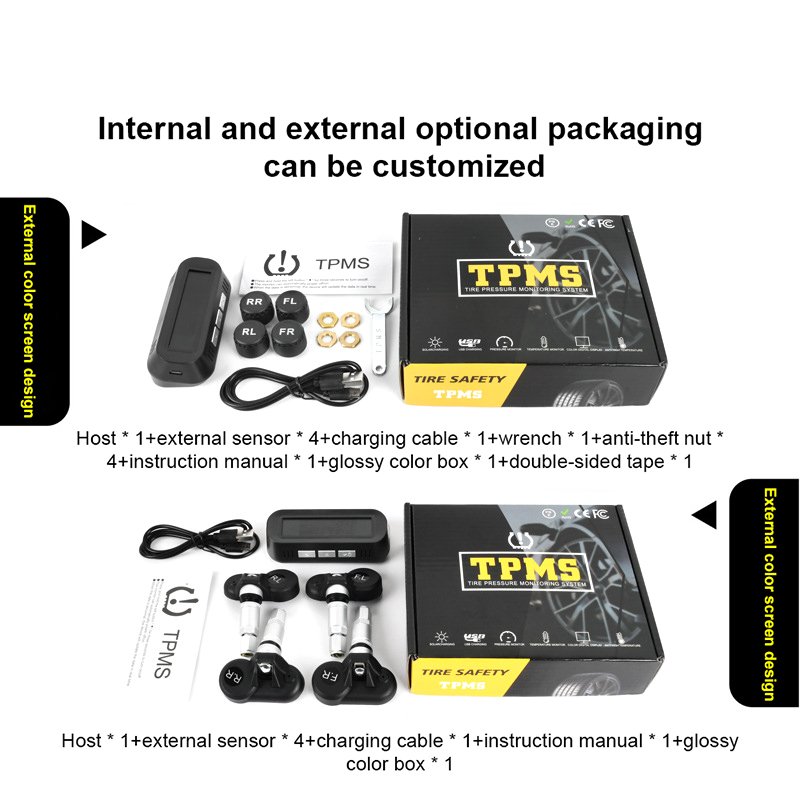 NEW Car TPMS Tire Pressure Monitor System Sensor External Internal System Solar Powered Alarms Wireless Tpms for Cars Digital