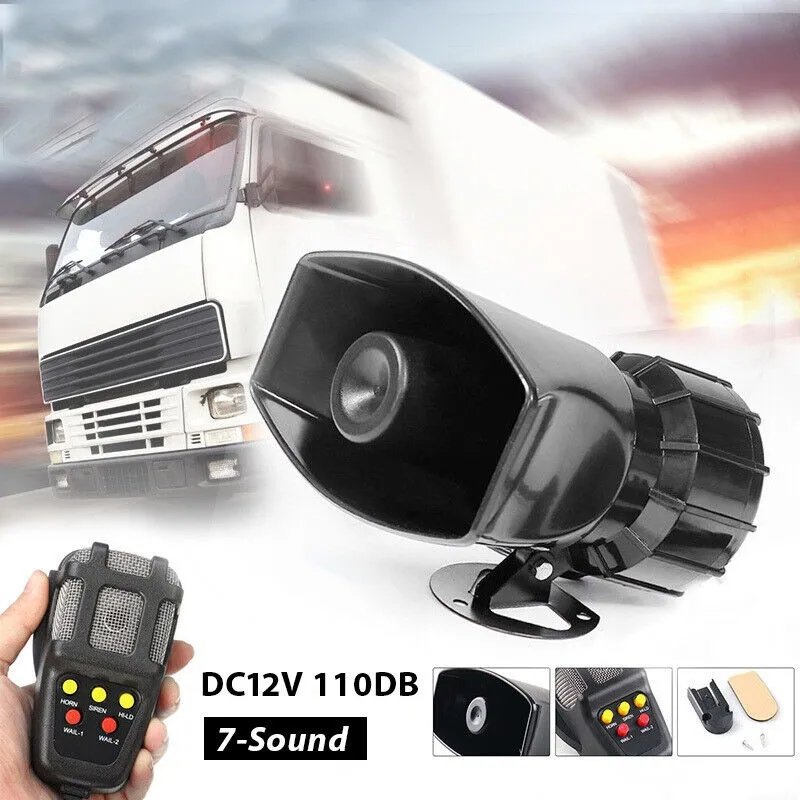 12v 7 Tones Siren Horn Electric Safety Alarm Car Siren Horn