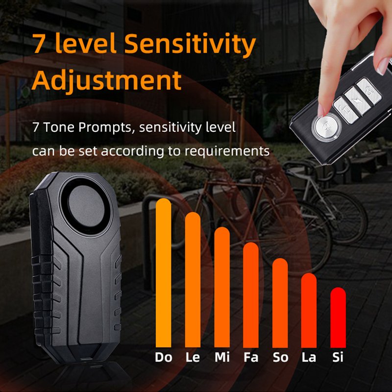IP65 Wireless Vibration Sensor Alarm System 113dB Bike Alarms for Bicycle Anti-Theft Wireless Remote Control Bike Alarm