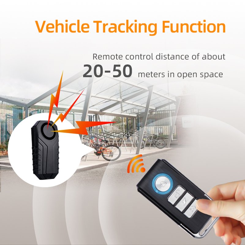 IP65 Wireless Vibration Sensor Alarm System 113dB Bike Alarms for Bicycle Anti-Theft Wireless Remote Control Bike Alarm