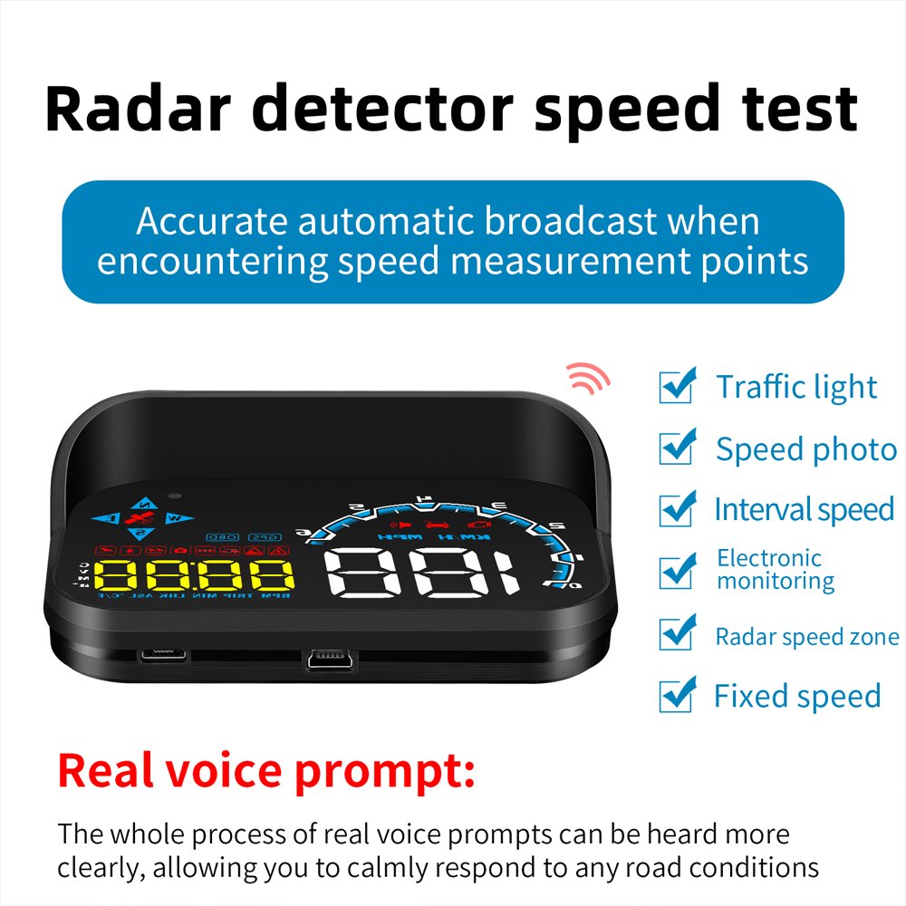 M20 Car HUD Head up Display Gauge OBD GPS with Radar Detector Electronic Dog Dual System Display Car Electronics Speedometer