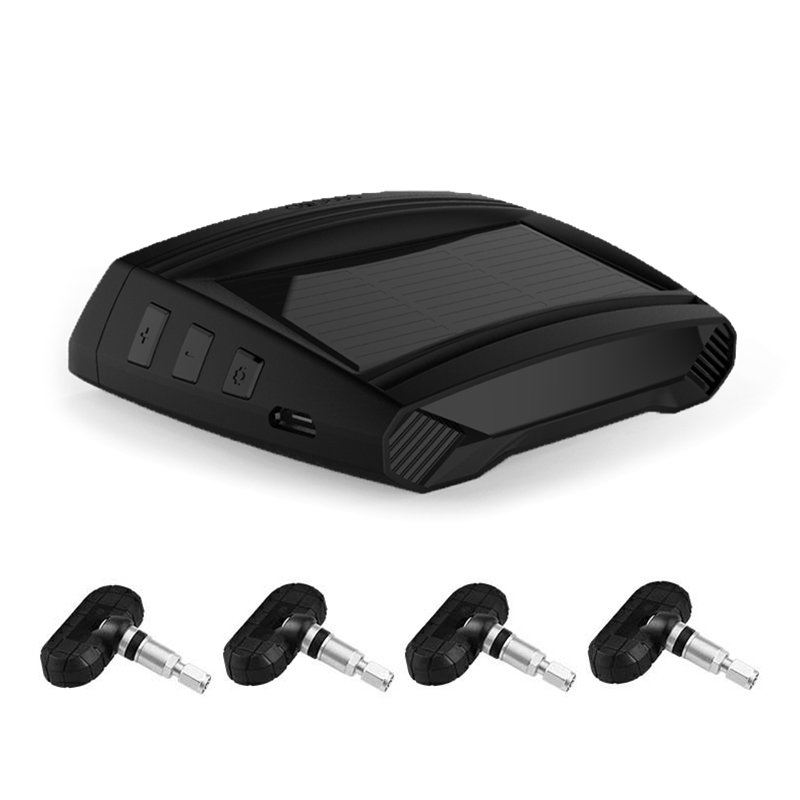 CAREUD Solar Power TPMS Car Tire Pressure Alarm Monitor Auto Security System Tyre Pressure Temperature Warning with 4 Sensors