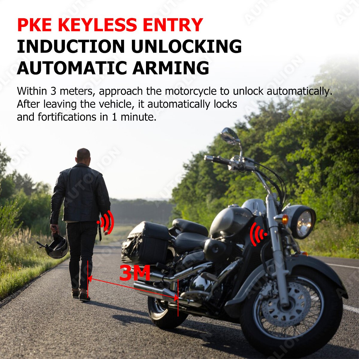 Two-way PKE LCD Pager Display Oil Level Theft Protection Prestige Bidirectional Motorbike Alarm Motorcycle Anti-cut Line Alarm