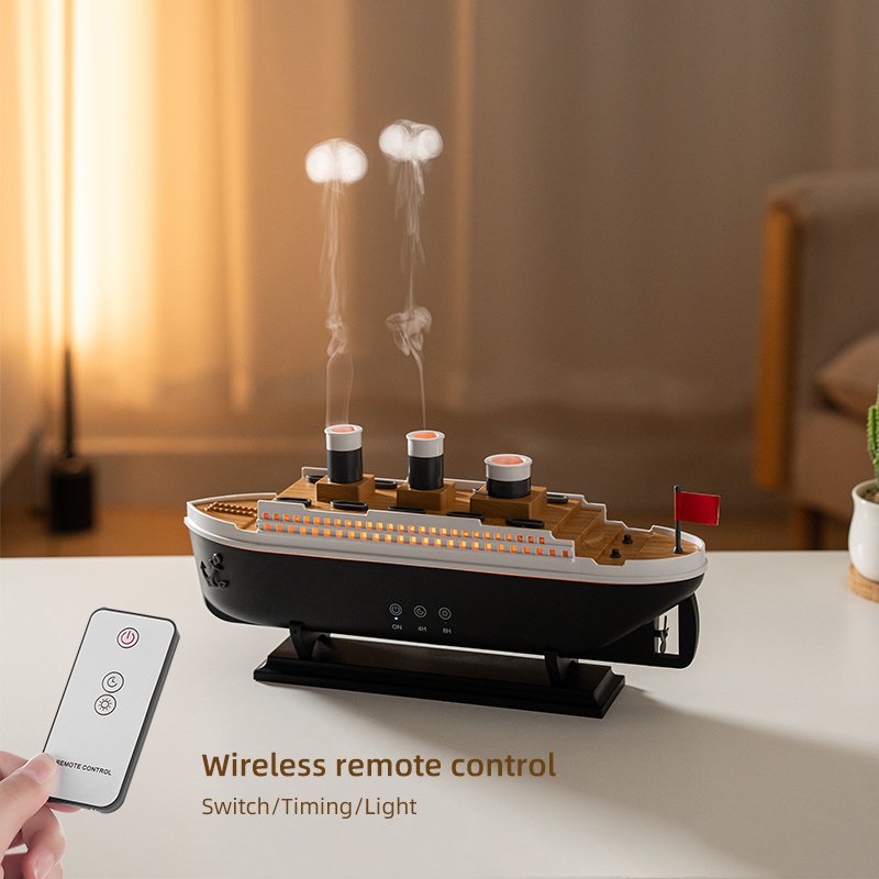 Titanic Ship Ultrasonic Smart Home Fragrance Diffuser Custom Logo 250Ml Jellyfish Humidifier Boat Diffuser With Remote