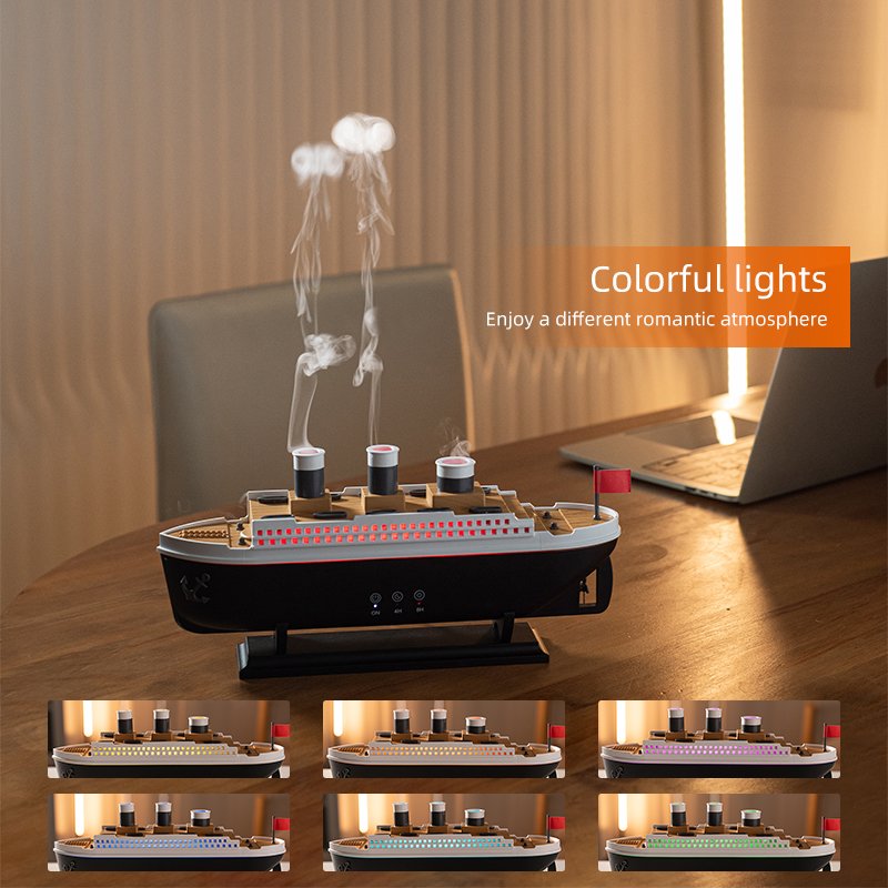 Titanic Ship Ultrasonic Smart Home Fragrance Diffuser Custom Logo 250Ml Jellyfish Humidifier Boat Diffuser With Remote