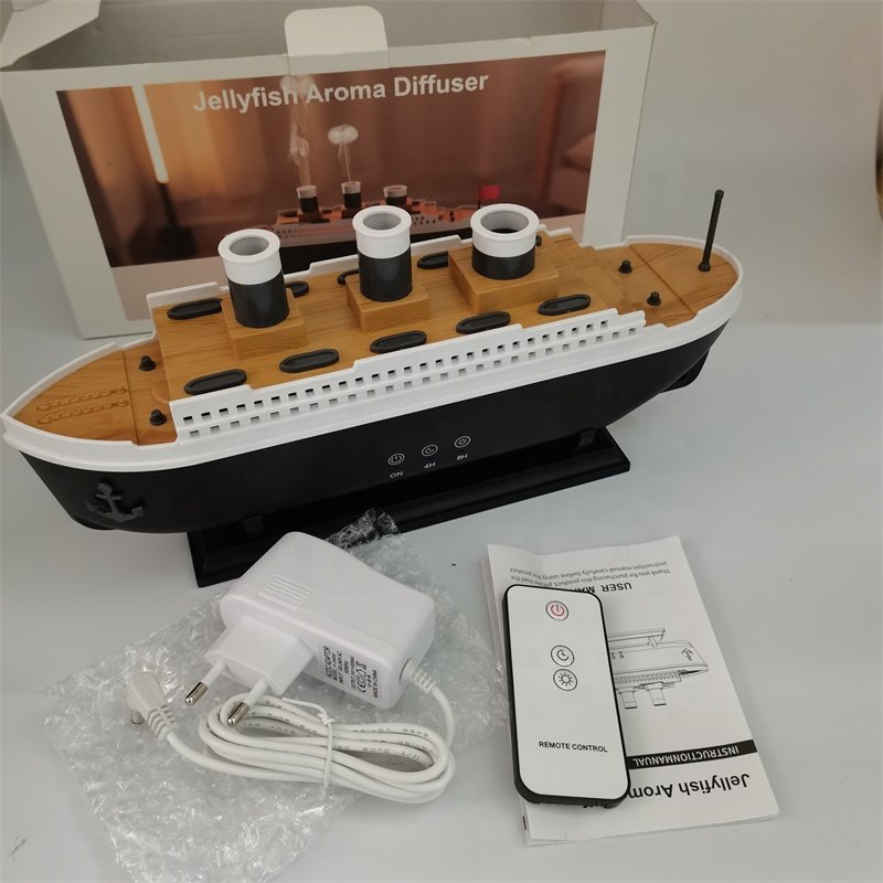 Titanic Ship Ultrasonic Smart Home Fragrance Diffuser Custom Logo 250Ml Jellyfish Humidifier Boat Diffuser With Remote