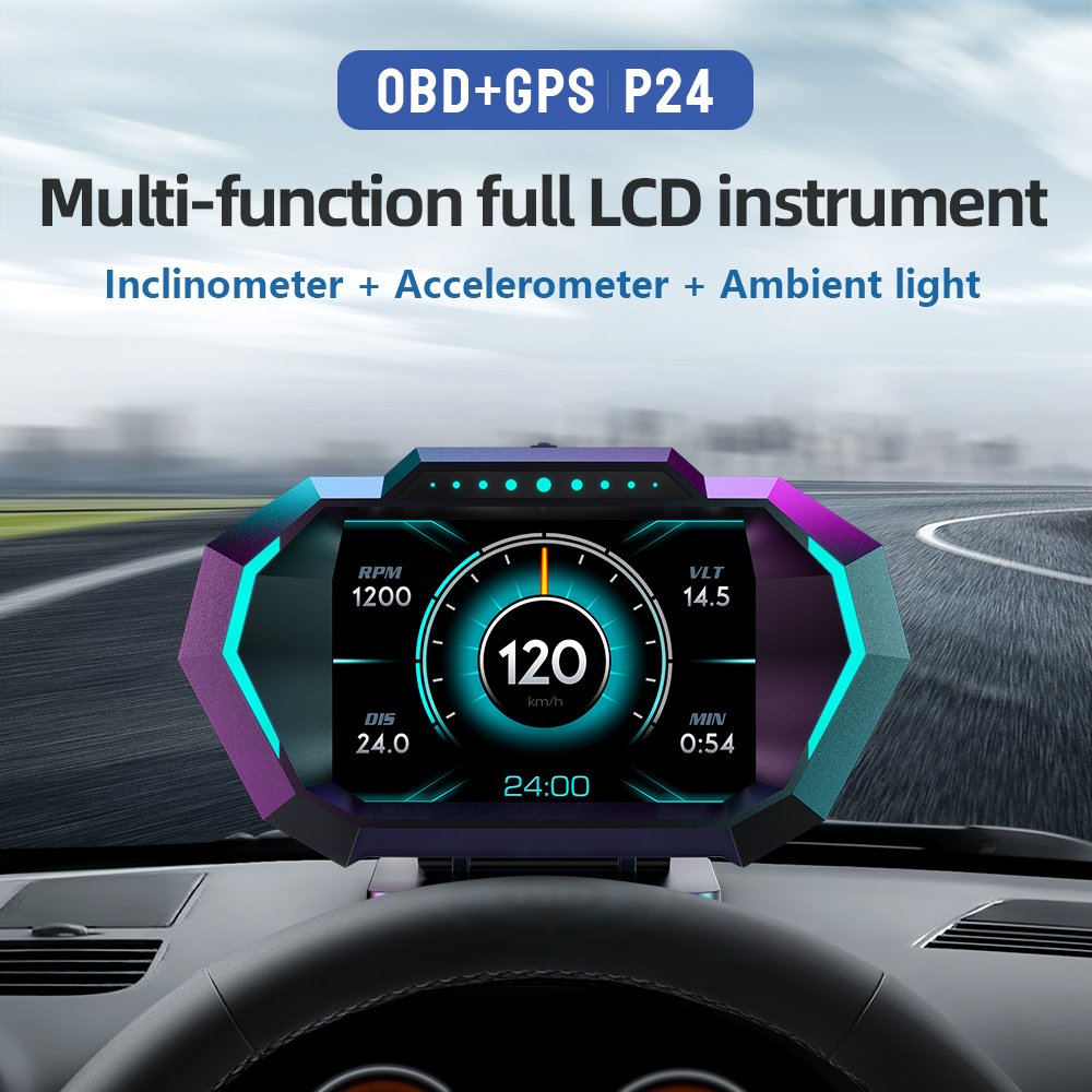 Diagnostic Car Electronics Smart Gauge OBD2 GPS With Slope Meter Car HUD P24 Head up Display
