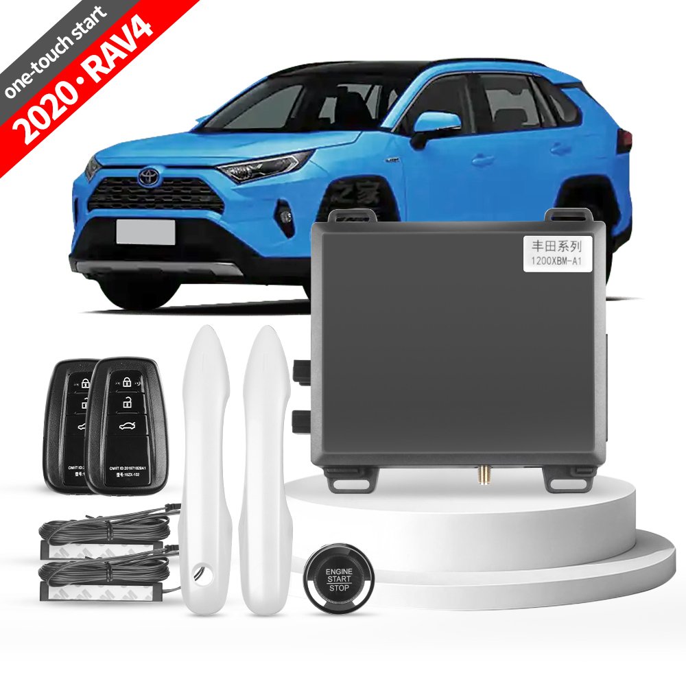 For Toyota RAV4 Car Alarm With Autostart Push Engine One Button Auto Start Stop Keyless Entry System Smart Key Phone Remote Kit