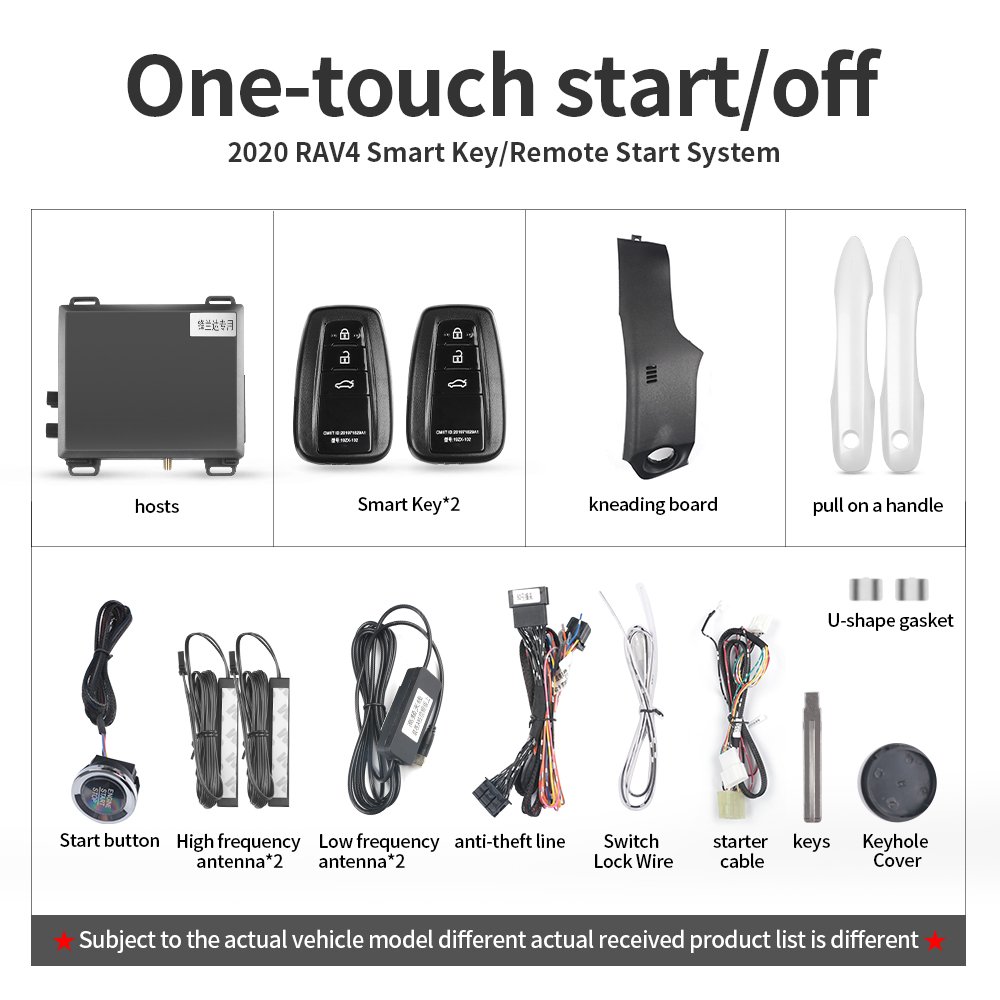 For Toyota RAV4 Car Alarm With Autostart Push Engine One Button Auto Start Stop Keyless Entry System Smart Key Phone Remote Kit