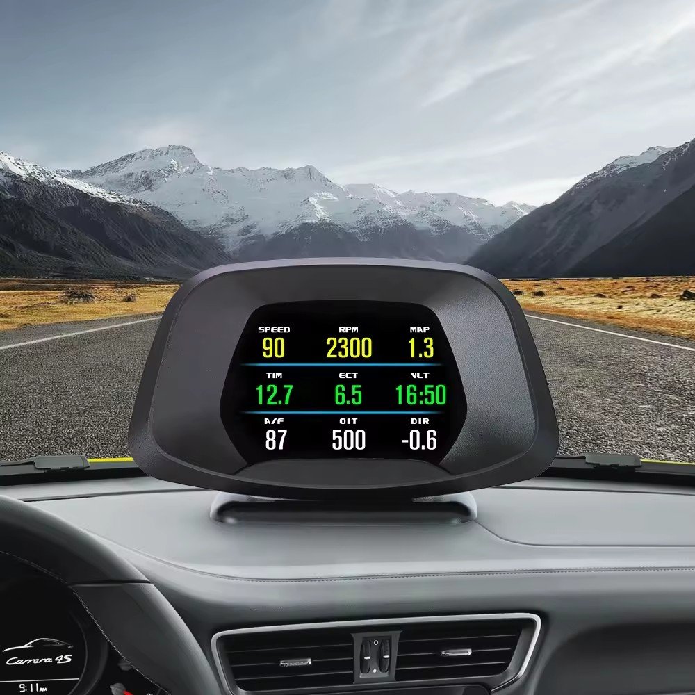 OBD2+GPS Navigation HUD P19 New Hot Selling Over Speed Alarm and Smart Gauge Auto Diagnostic Tool Tpms Display Meter