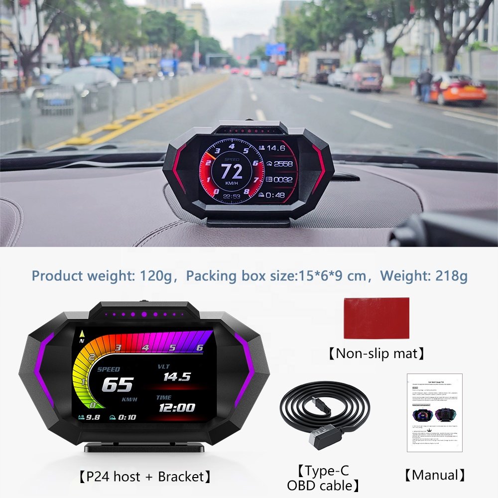 Newest Model 5 Inch Big Screen P24 Car Hud Head up Display OBD2+GPS+Slope Dual Systems with 3 Installations
