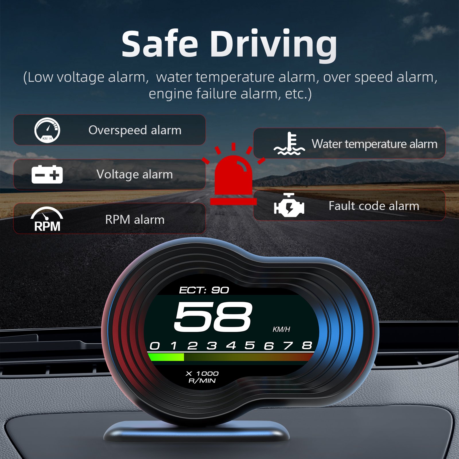 WIIYII OBD2 Turbo Pressure F9 Head up Display Obd2 Gauge Car Accessories Speedometer Hud Obd2 Scanner for Vehicle