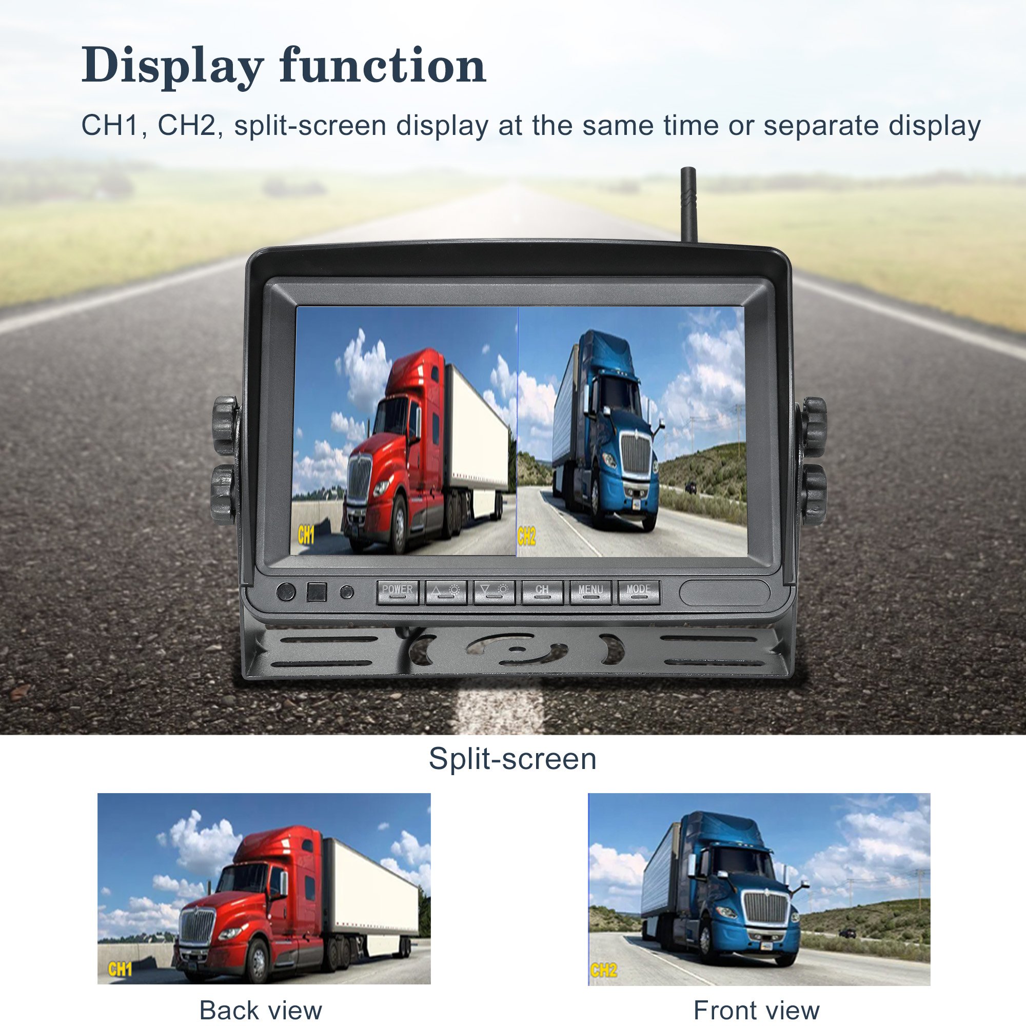 Car Backup Camera Wireless Wide View 170 Degree WiFi 720P HD Car Solar Security Rear View Camera with 7 Inch Monitor