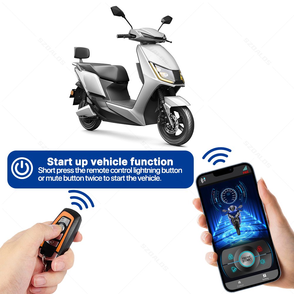 12V Motorcycle Anti-Theft Device with Remote Start and Bodyguard Alarm BT Alarm Remote One-Way App Control