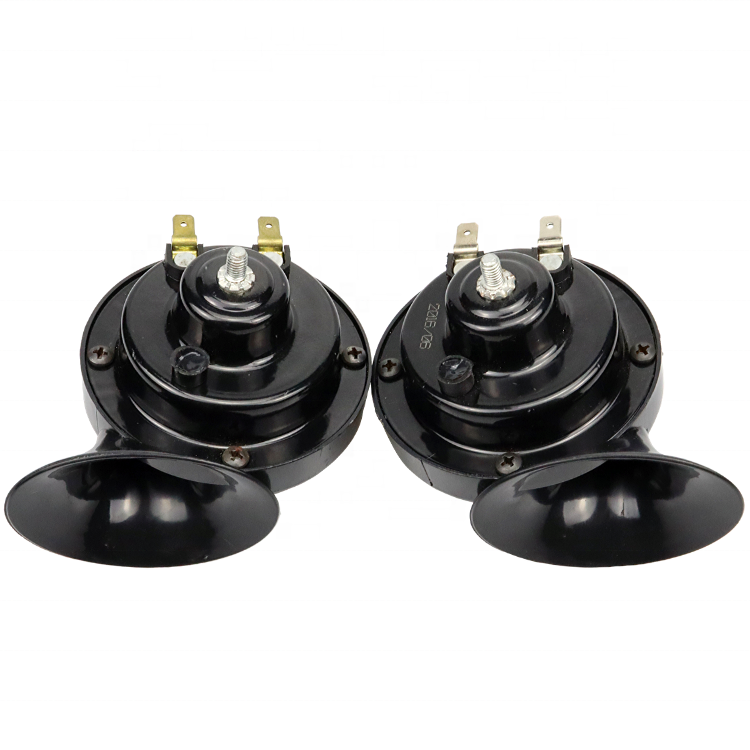 12V Car Snail Black Air Horn Dual-tone Loud Signal Trucks Marine Boat Motorcycles Automotive Loudspeaker Waterproof Alarm Kit