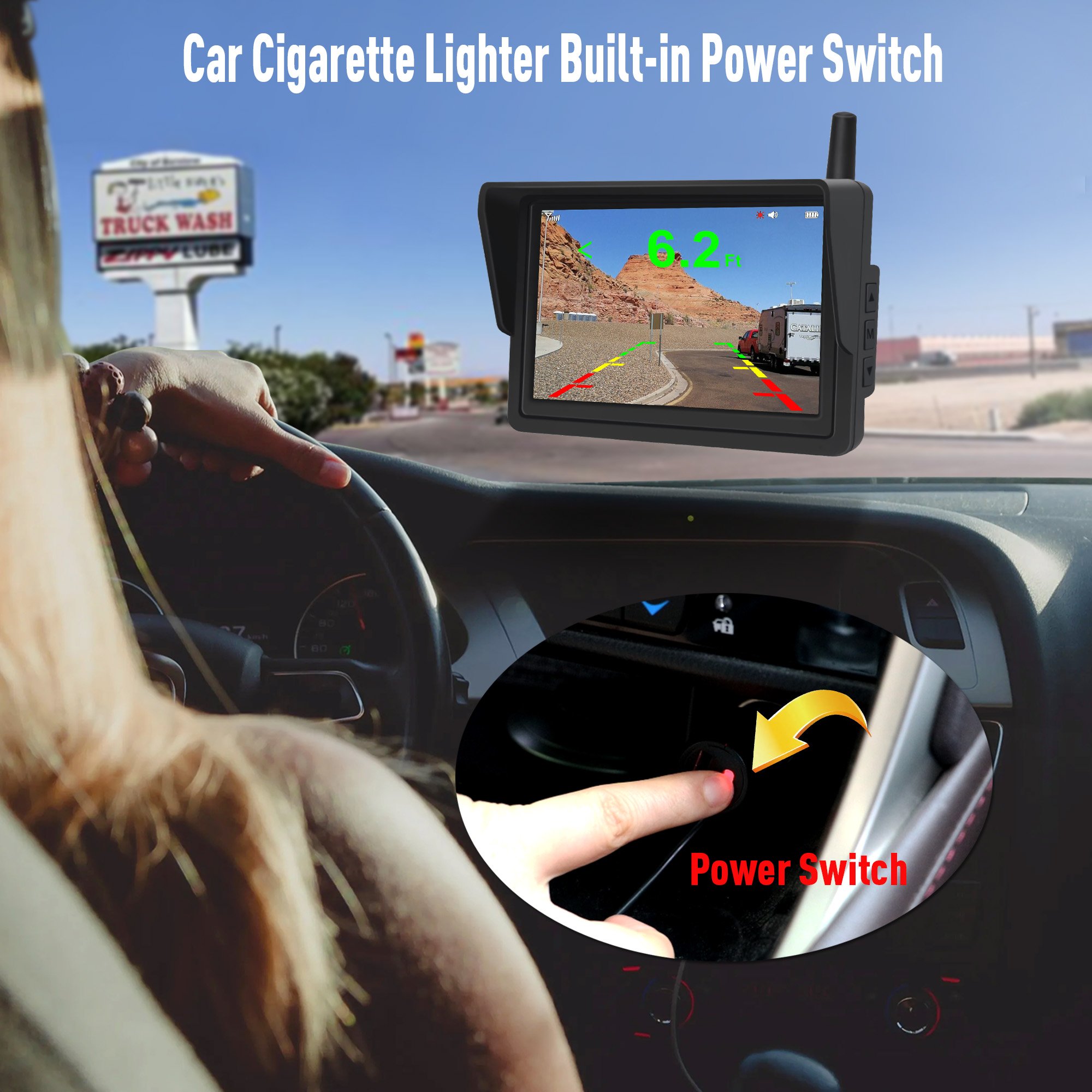 5 Inch Solar 2.4GHz Digital Wireless WIFI Car Rear View Parking Sensor Camera for Car European License Frame