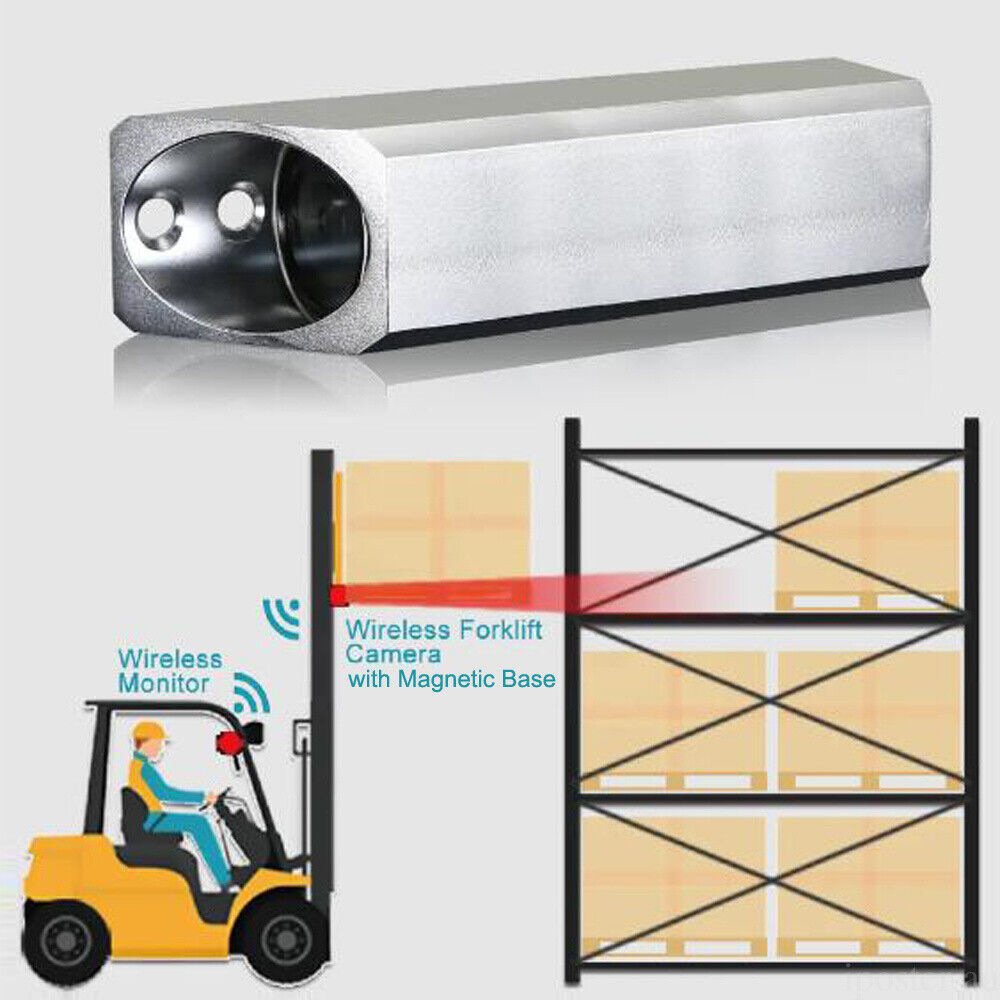Digital Wireless 7" Monitor Front Rear View Camera Magnetic Chargeable Battery with Laser Positioning for Forklift Fork