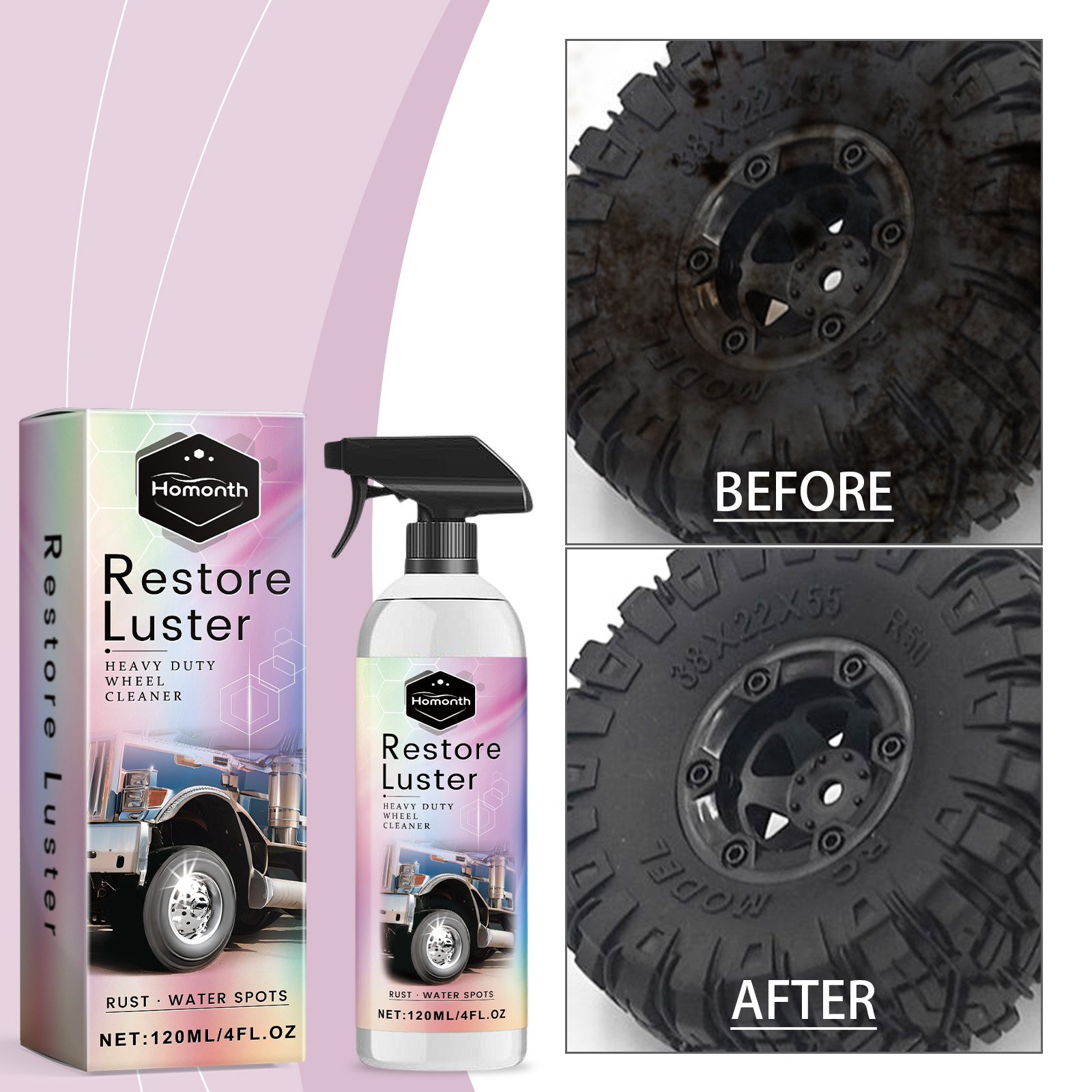 Homonth Car Tire Cleaner Restoring Wheel Cleaner Custom Non-toxic Tire Cleaner Spray